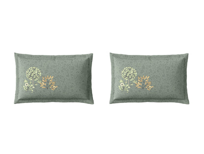 Essentials Premium 100% Cotton Large Bedsheet, 132 TC, Floral, Grey