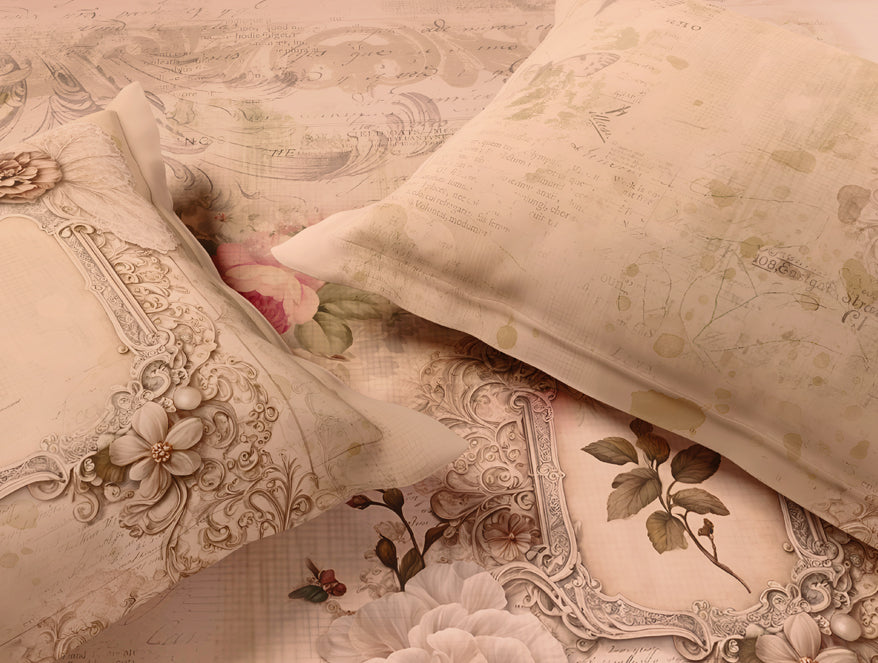 Essentials 100% Cotton Large Bedsheet, 180 TC, Floral, Light Peach