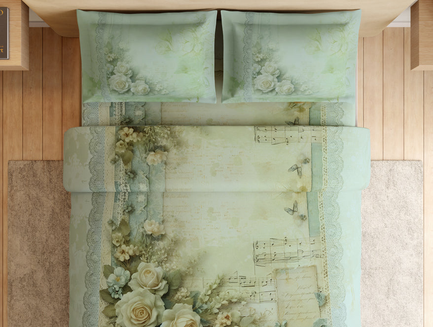 Essentials 100% Cotton Large Bedsheet, 180 TC, Floral, Light Green