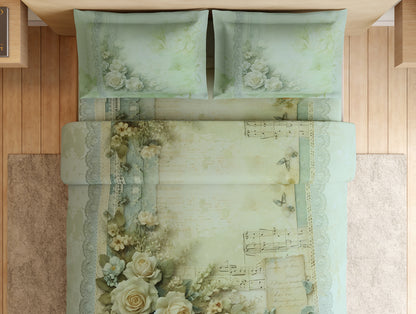 Essentials 100% Cotton Large Bedsheet, 180 TC, Floral, Light Green
