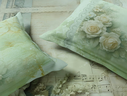 Essentials 100% Cotton Large Bedsheet, 180 TC, Floral, Light Green