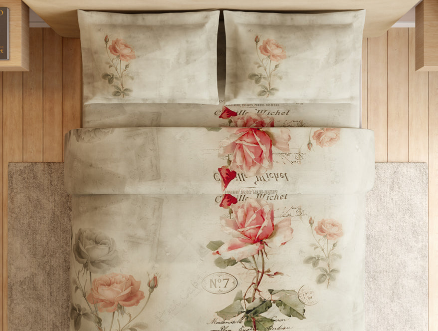 Essentials 100% Cotton Large Bedsheet, 180 TC, Floral, Cream