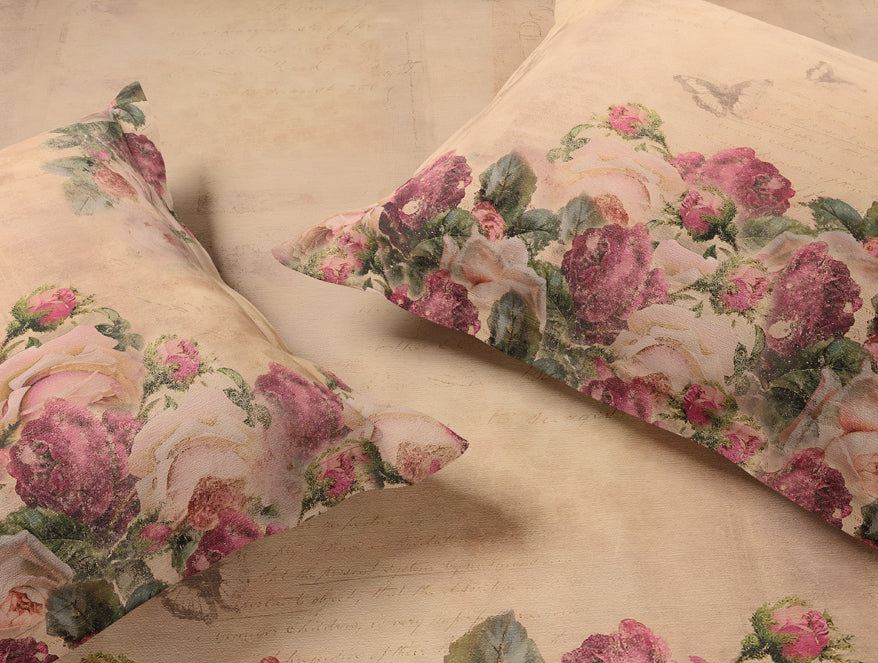 Essentials 100% Cotton Large Bedsheet, 180 TC, Floral, Beige