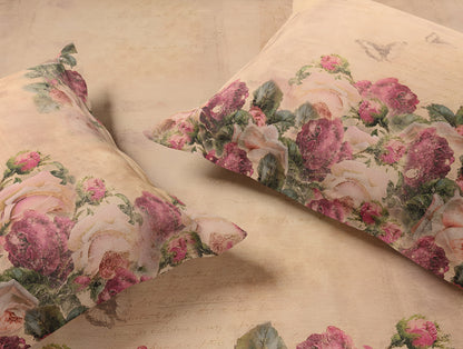 Essentials 100% Cotton Large Bedsheet, 180 TC, Floral, Beige