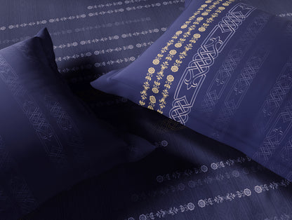 Essentials 100% Cotton Large Bedsheet, 180 TC, Ornate, Blue