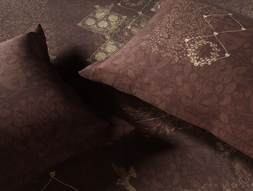 Essentials 100% Cotton Large Bedsheet, 180 TC, Ornate, Dark Brown