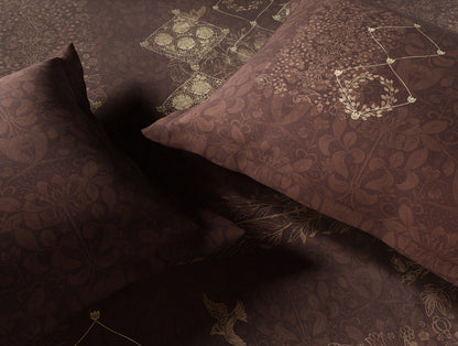 Essentials 100% Cotton Large Bedsheet, 180 TC, Ornate, Dark Brown