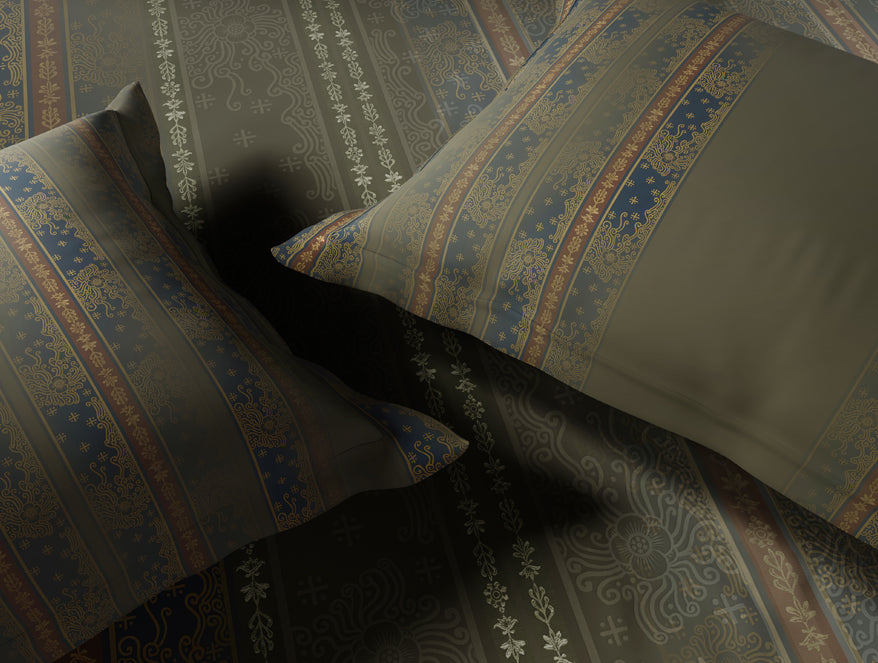 Essentials 100% Cotton Large Bedsheet, 180 TC, Ornate, Dark Green