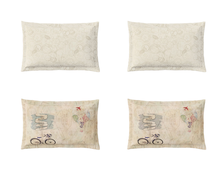 Essentials Premium 100% Cotton Large Bedsheet, 180 TC, Abstract, Beige