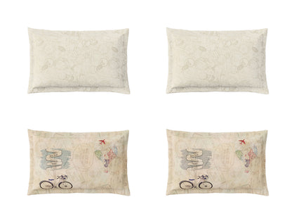 Essentials Premium 100% Cotton Large Bedsheet, 180 TC, Abstract, Beige