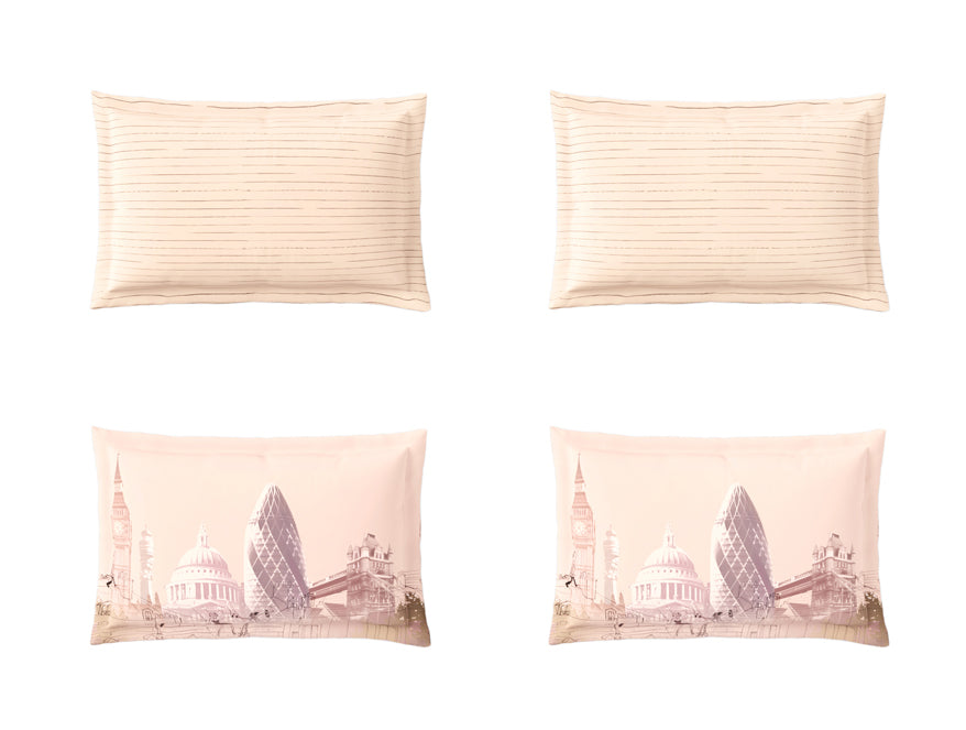 Essentials Premium 100% Cotton Large Bedsheet, 180 TC, Abstract, Light Peach