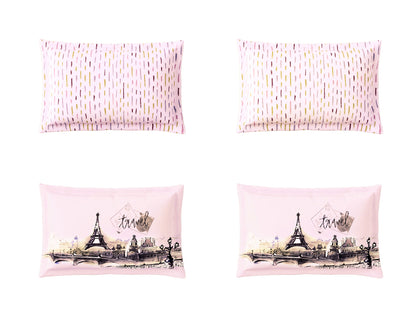 Essentials Premium 100% Cotton Large Bedsheet, 180 TC, Abstract, Light Pink