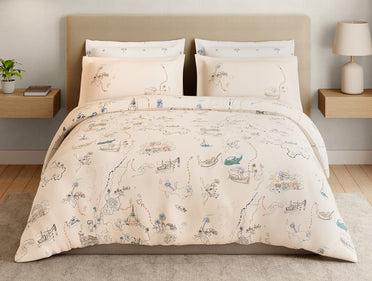 Essentials Premium 100% Cotton Large Bedsheet, 180 TC, Abstract, Light Blush