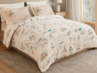 Essentials Premium 100% Cotton Large Bedsheet, 180 TC, Abstract, Light Blush