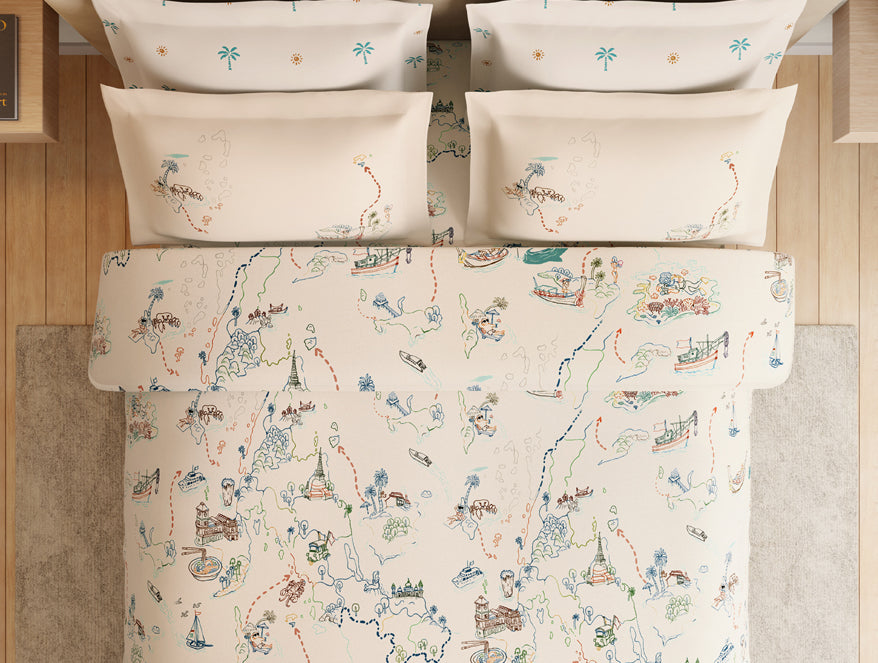 Essentials Premium 100% Cotton Large Bedsheet, 180 TC, Abstract, Light Blush