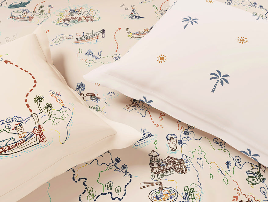 Essentials Premium 100% Cotton Large Bedsheet, 180 TC, Abstract, Light Blush