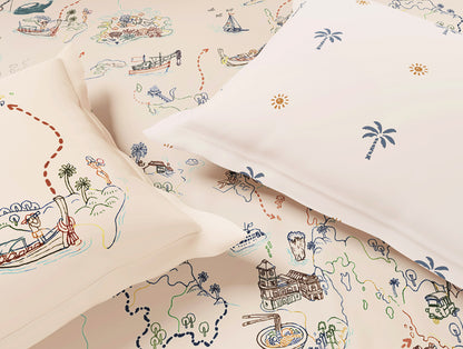 Essentials Premium 100% Cotton Large Bedsheet, 180 TC, Abstract, Light Blush