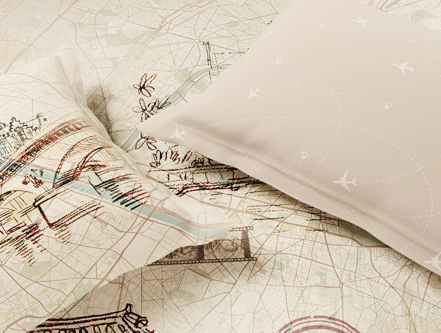 Essentials Premium 100% Cotton Large Bedsheet, 180 TC, Abstract, Beige