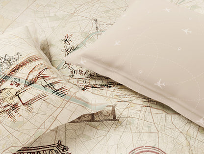 Essentials Premium 100% Cotton Large Bedsheet, 180 TC, Abstract, Beige