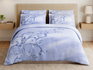 Essentials Premium 100% Cotton Large Bedsheet, 180 TC, Ornate, Light Blue