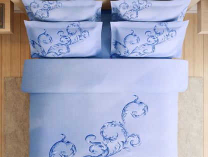 Essentials Premium 100% Cotton Large Bedsheet, 180 TC, Ornate, Light Blue