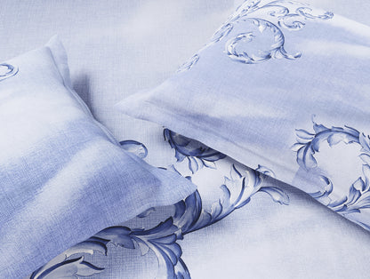 Essentials Premium 100% Cotton Large Bedsheet, 180 TC, Ornate, Light Blue