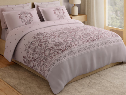 Essentials Premium 100% Cotton Large Bedsheet, 180 TC, Ornate, Light Blush