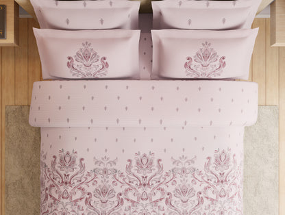 Essentials Premium 100% Cotton Large Bedsheet, 180 TC, Ornate, Light Blush