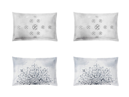 Essentials Premium 100% Cotton Large Bedsheet, 180 TC, Ornate, Light Blue