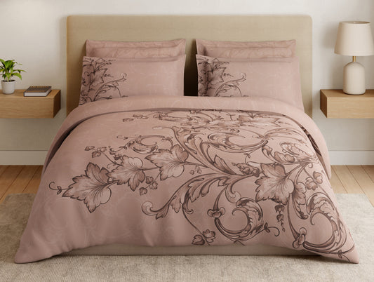 Essentials Premium 100% Cotton Large Bedsheet, 180 TC, Ornate, Light Brown