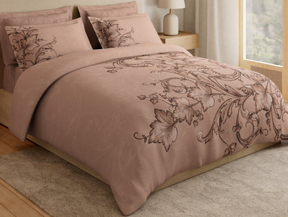 Essentials Premium 100% Cotton Large Bedsheet, 180 TC, Ornate, Light Brown