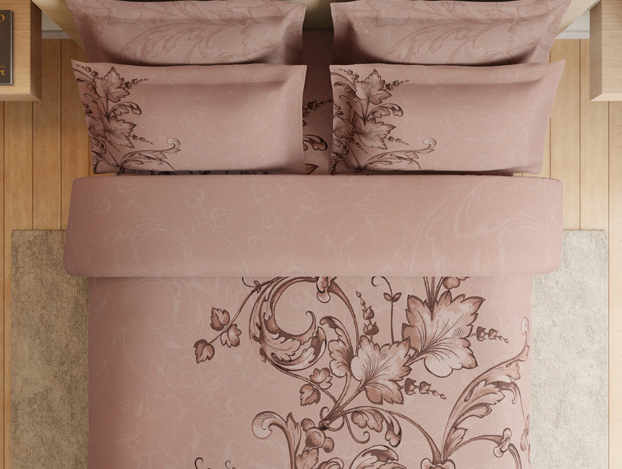 Essentials Premium 100% Cotton Large Bedsheet, 180 TC, Ornate, Light Brown