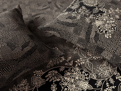 Essentials 100% Cotton Double Bedsheet, 132 TC, Floral, Dark Grey