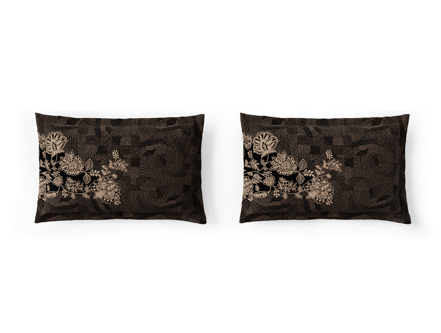 Essentials 100% Cotton Double Bedsheet, 132 TC, Floral, Dark Grey