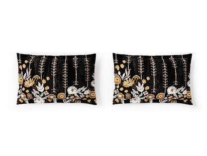 Essentials 100% Cotton Double Bedsheet, 132 TC, Floral, Dark Grey