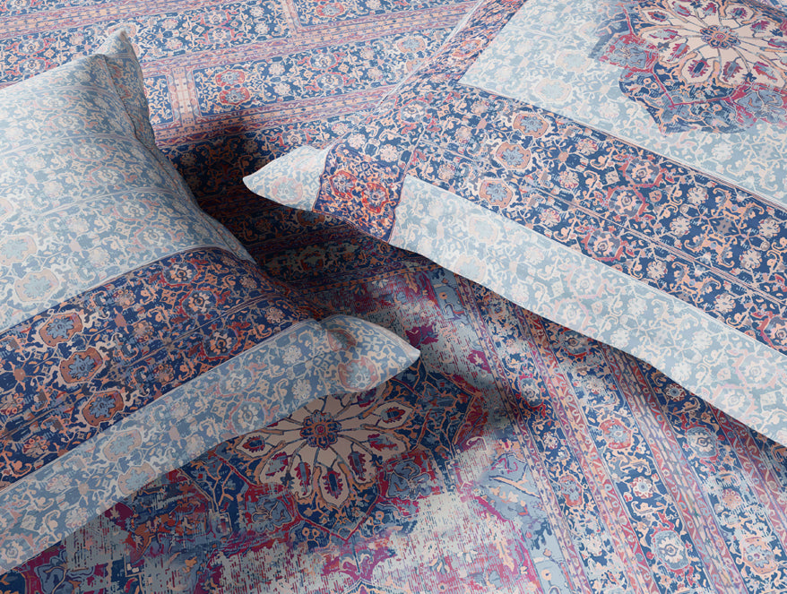 Essentials 100% Cotton Double Bedsheet, 132 TC, Ornate, Grey