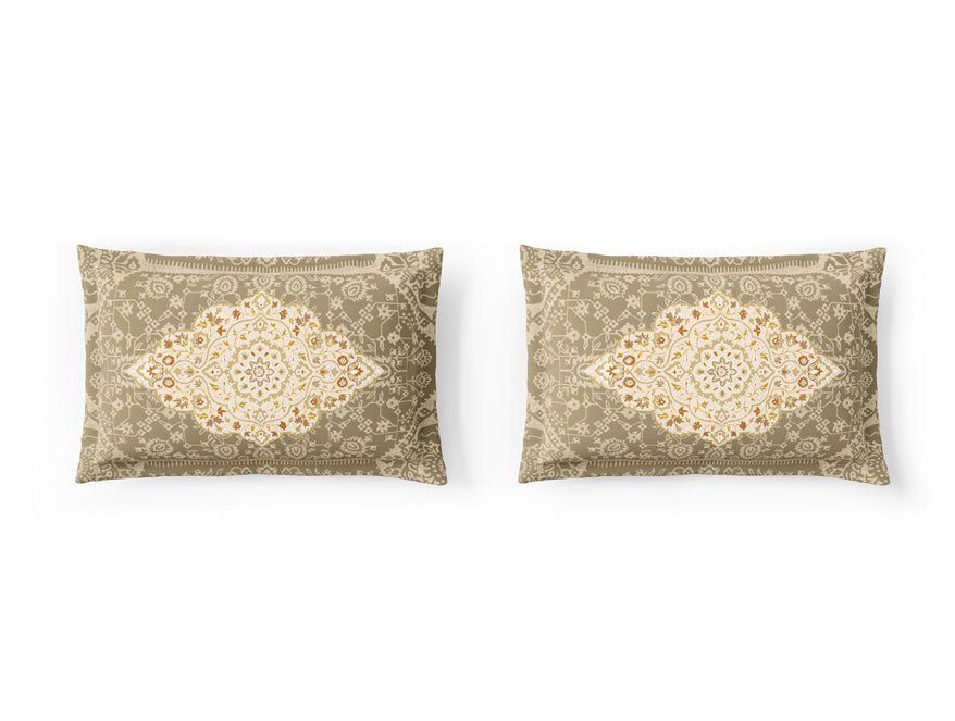 Essentials 100% Cotton Double Bedsheet, 132 TC, Ornate, Cream