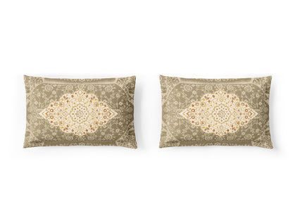 Essentials 100% Cotton Double Bedsheet, 132 TC, Ornate, Cream