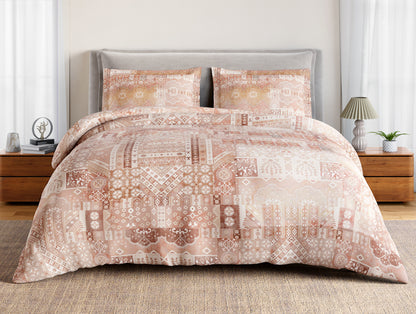 Essentials 100% Cotton Double Bedsheet, 132 TC, Ornate, Blush