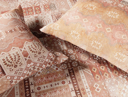 Essentials 100% Cotton Double Bedsheet, 132 TC, Ornate, Blush