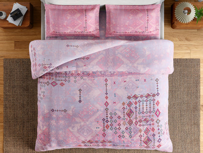 Essentials 100% Cotton Double Bedsheet, 132 TC, Ornate, Pink