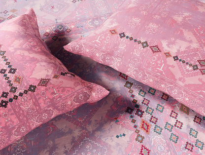 Essentials 100% Cotton Double Bedsheet, 132 TC, Ornate, Pink