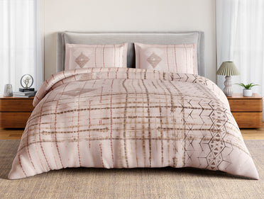 Essentials 100% Cotton Double Bedsheet, 132 TC, Geometric, Blush