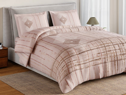 Essentials 100% Cotton Double Bedsheet, 132 TC, Geometric, Blush