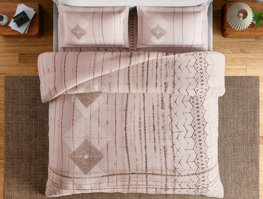 Essentials 100% Cotton Double Bedsheet, 132 TC, Geometric, Blush