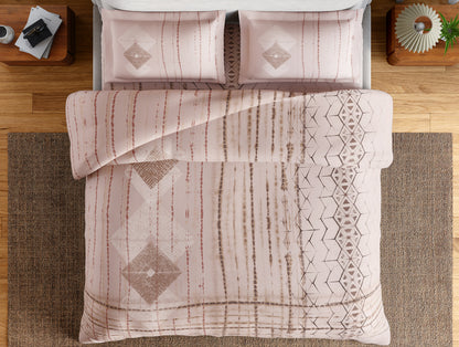 Essentials 100% Cotton Double Bedsheet, 132 TC, Geometric, Blush