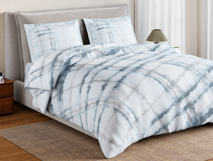 Essentials 100% Cotton Double Bedsheet, 132 TC, Geometric, Light Blue