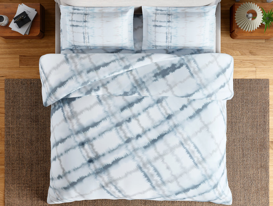 Essentials 100% Cotton Double Bedsheet, 132 TC, Geometric, Light Blue