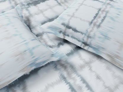 Essentials 100% Cotton Double Bedsheet, 132 TC, Geometric, Light Blue