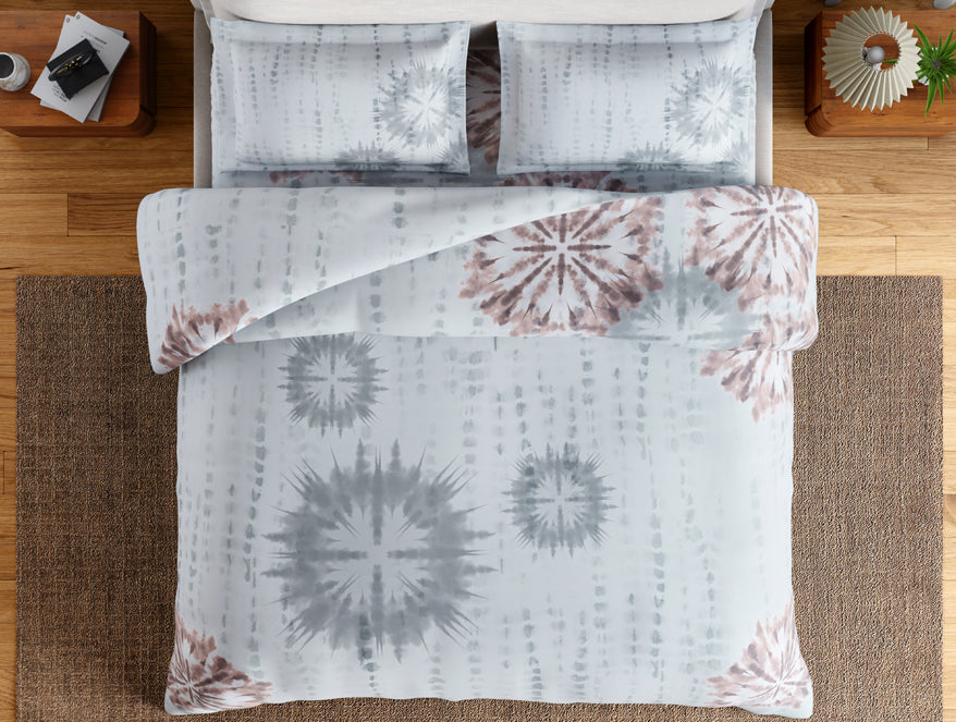 Essentials 100% Cotton Double Bedsheet, 132 TC, Geometric, Light Grey